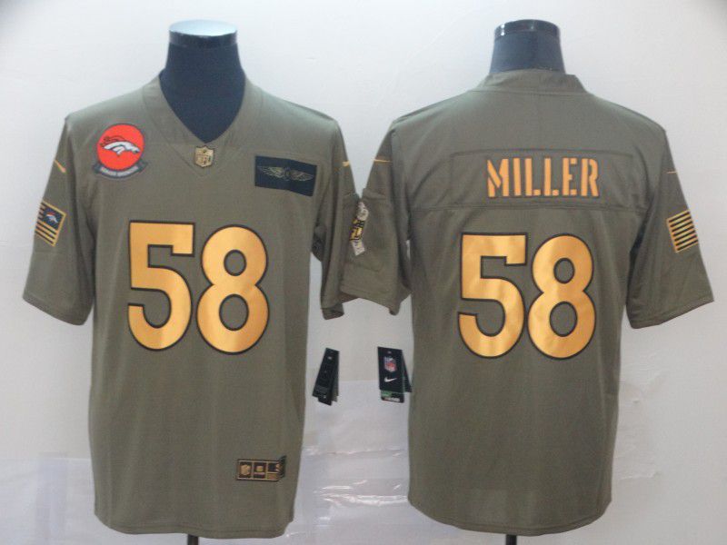 Men Denver Broncos #58 Miller Gold Nike Olive Salute To Service Limited NFL Jersey->denver broncos->NFL Jersey